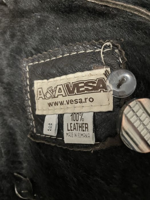 Haina de piele si blana naturala 100%