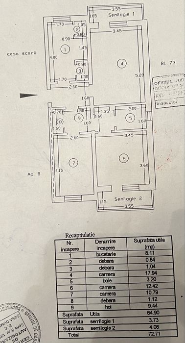 Proprietar, vand apartament cu 3 camere, langa piata Centrala
