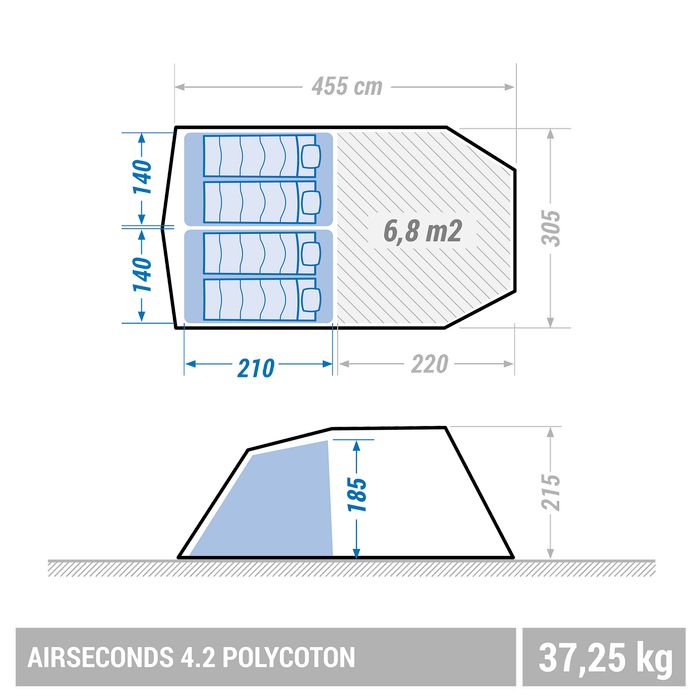 Cort de camping gonflabil 4 locuri 2 - produs resigilat Decathlon
