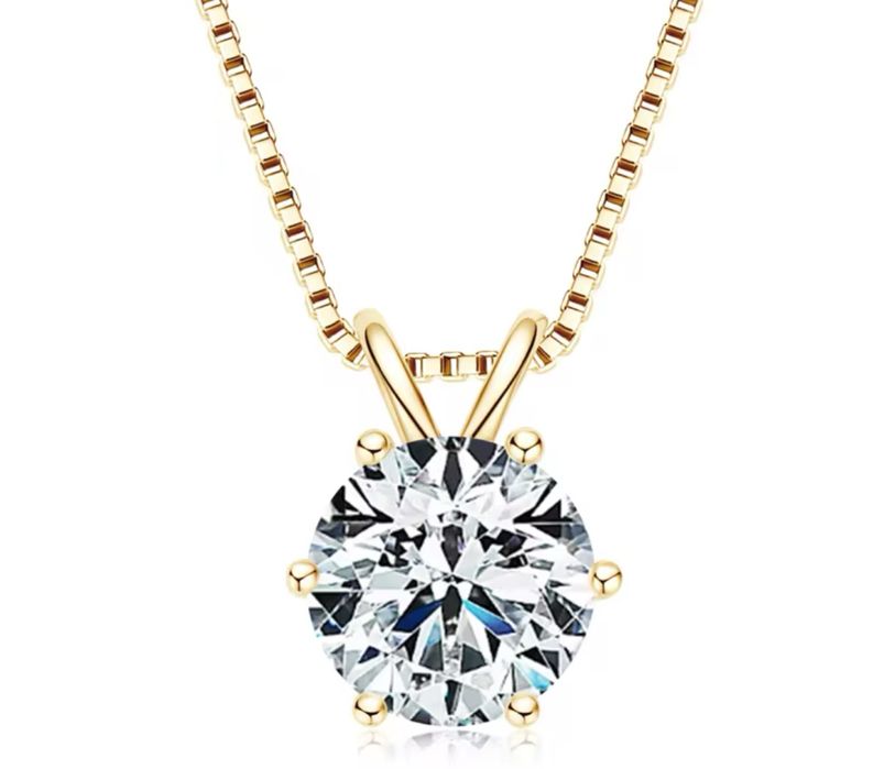 Сребърно колие с позлата и мойсанити, диаманти