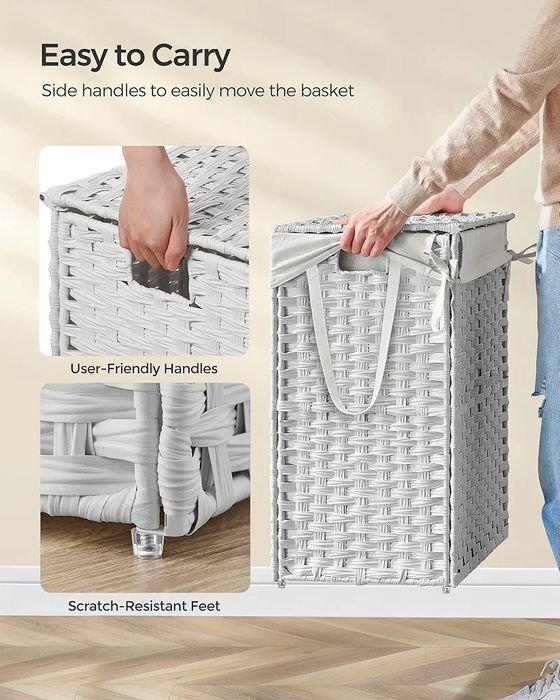 Coș pentru rufe/ Coș de depozitare pliabil din Ratan, Songmics, 90L