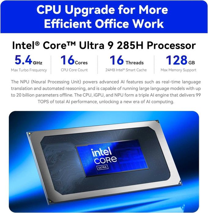 Mini PC Мини Пк Beelink GTI15 Intel Ultra 9 285H 64GB DDR5 2TB SSD