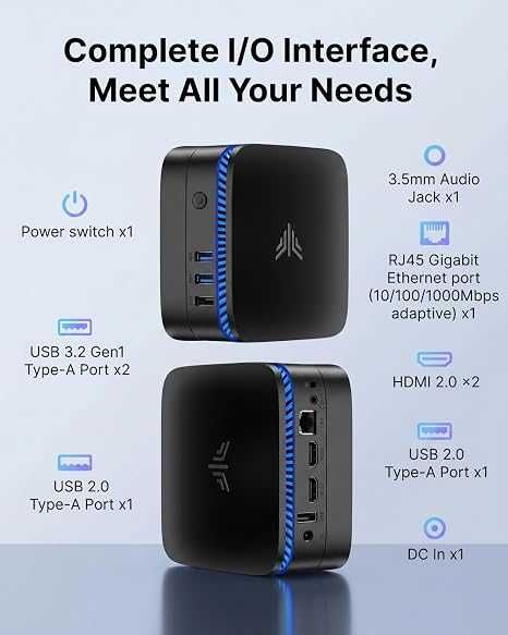 KAMRUI AK1PLUS Mini PC Computer, Intel Celeron N5095 16 GB RAM nou sigilat