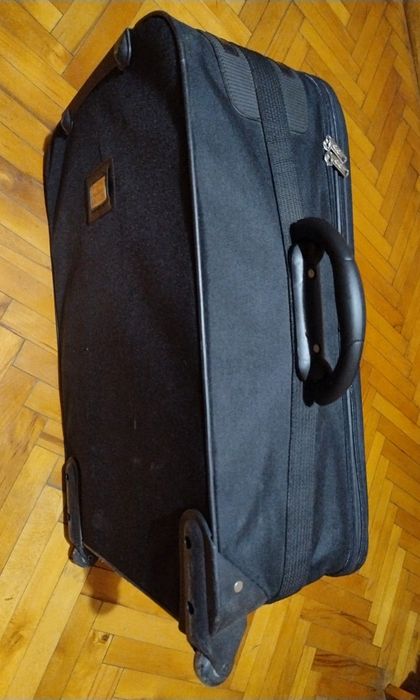 Запазен мек, платнен куфар 65/40/33 см, с разширител, черен, 2 колела