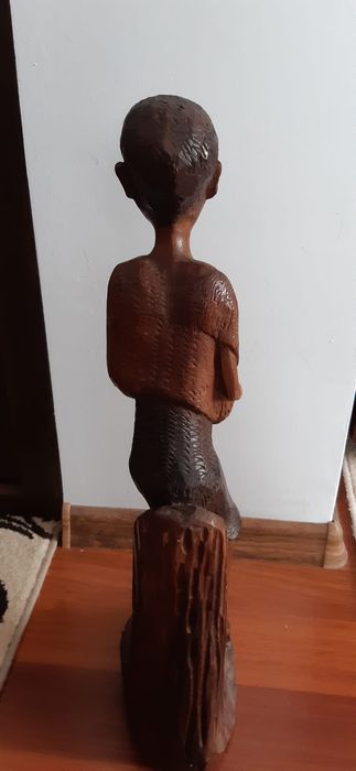 Statuie Vintage din lemn întreg sculptată manual
