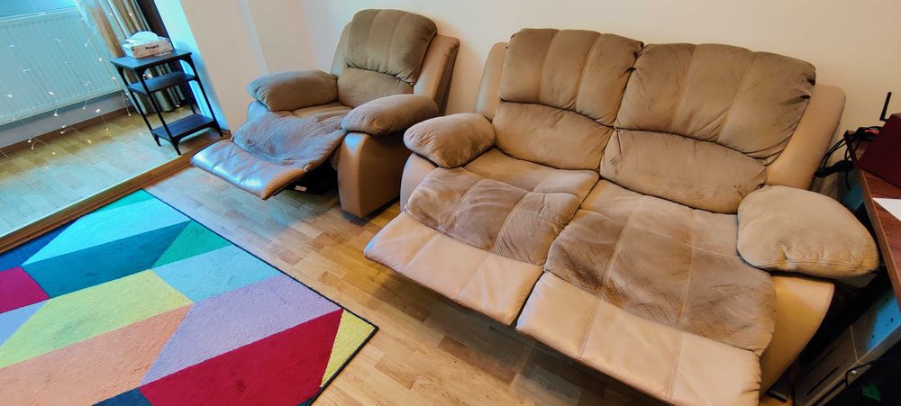 Set Pasadena: Canapea 2 Locuri Recliner + Fotoliu Recliner cu Balans (Mobexpert)