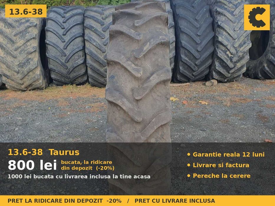 Cauciucuri Anvelope 13.6-38 13.6 38 340/85R38 13638 Taurus Tractor Punte Spate Tractiune SH Second Hand PRET BUN Oferta Reducere Livrare