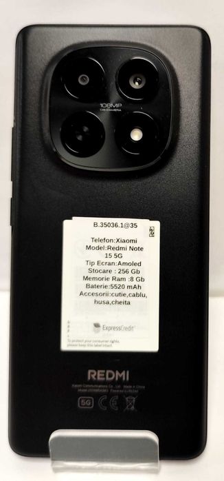 (AG35 B.35036 ) Telefon Xiaomi Redmi Note 15 5G -900 Lei Garantie 2 Ani !