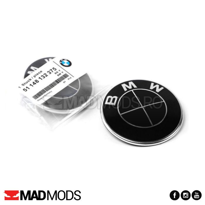 Embleme negre BMW 82 / 74 / 45mm capota portbagaj seria 1 2 3 4 5 6 7 8 i X M