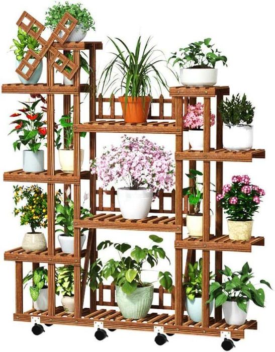 Цветарник, рустик дизайн и солидна конструкция, стълба, рафт №6