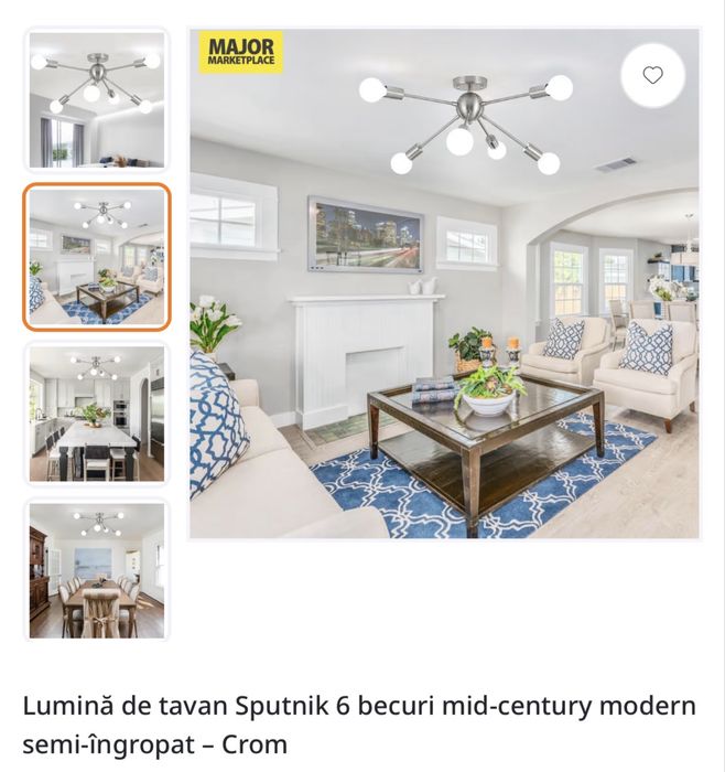 Lampa de tavan Sputnik 6 becuri crom