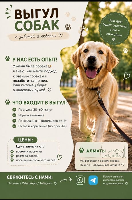 выгул собак хорошо выгуливаю