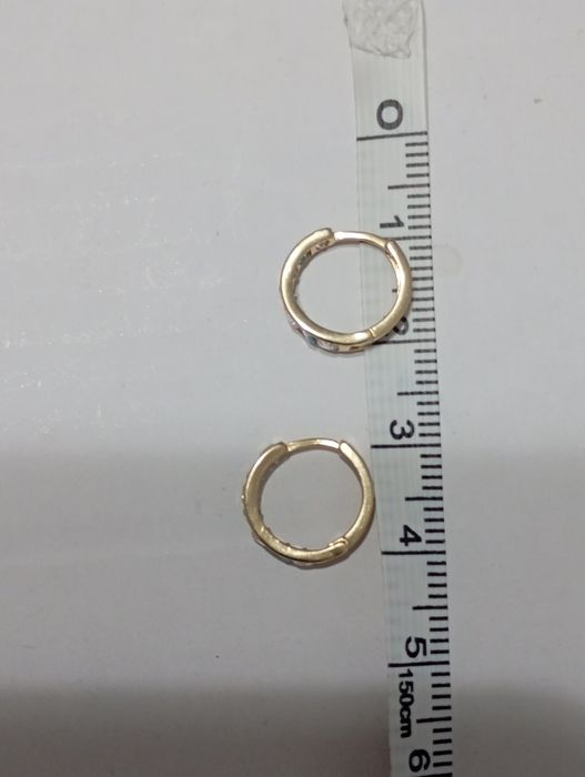 Cercei pentru fetițe, aur de 14 k cu pietre zirconiu