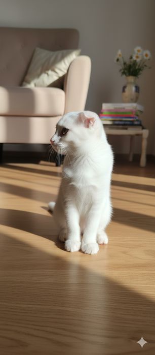 Белый вислоухий котёнок девочка