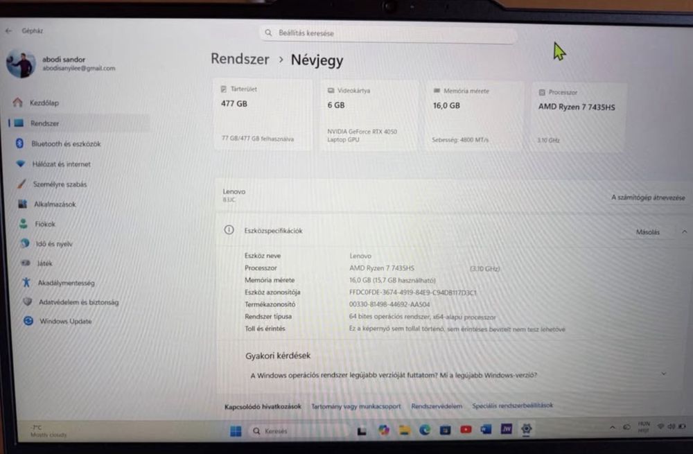 Vând Lenovo Log 15 ARP 9 Gamer laptop