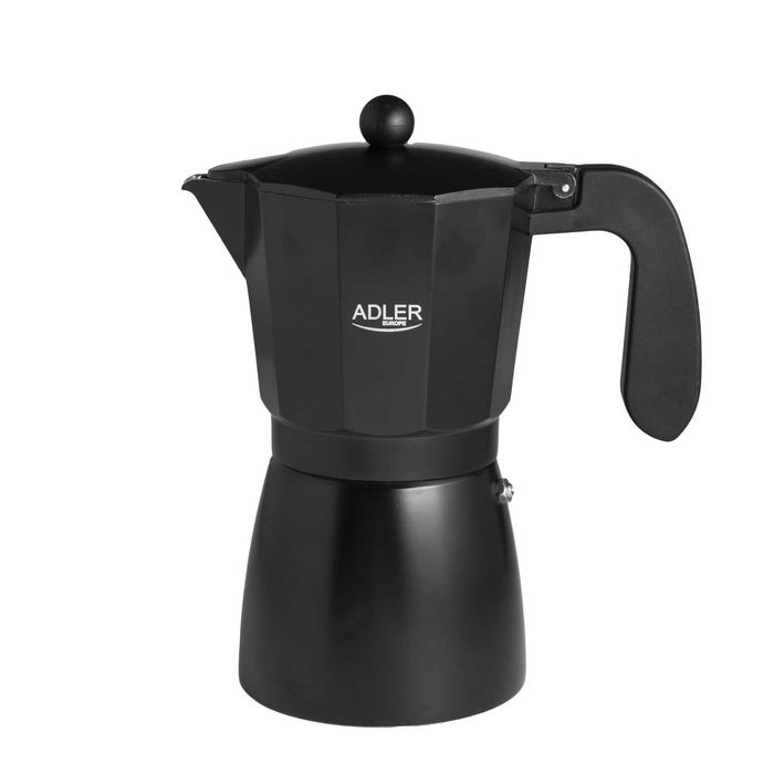 Espressor moka, Adler AD 4429, 9 cesti, 520 ml, aluminiu, maner termic