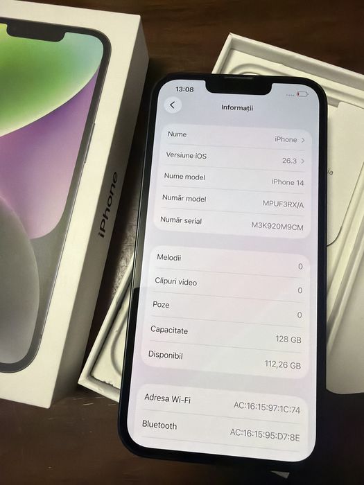 Iphone 14 128Gb Full Box ca Nou 99% Baterie