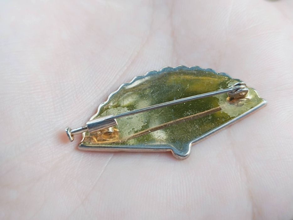 Brose veche, model de evantai, placat cu aur, Damasc, Toledo, copii