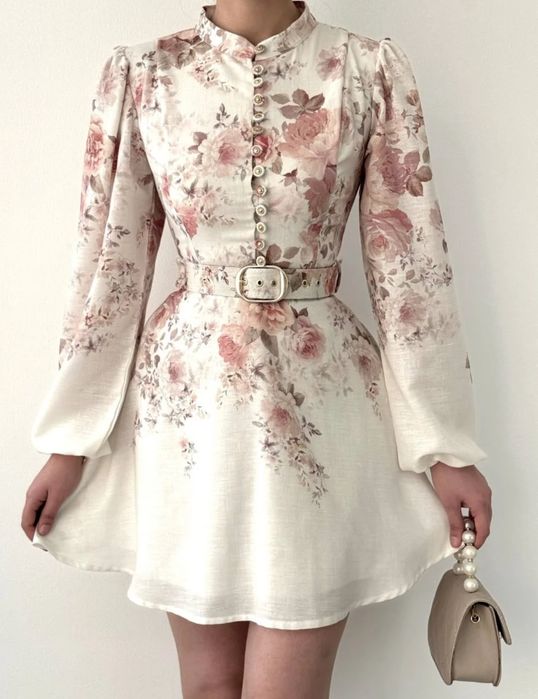 Rochie Florală cu cordon in talie