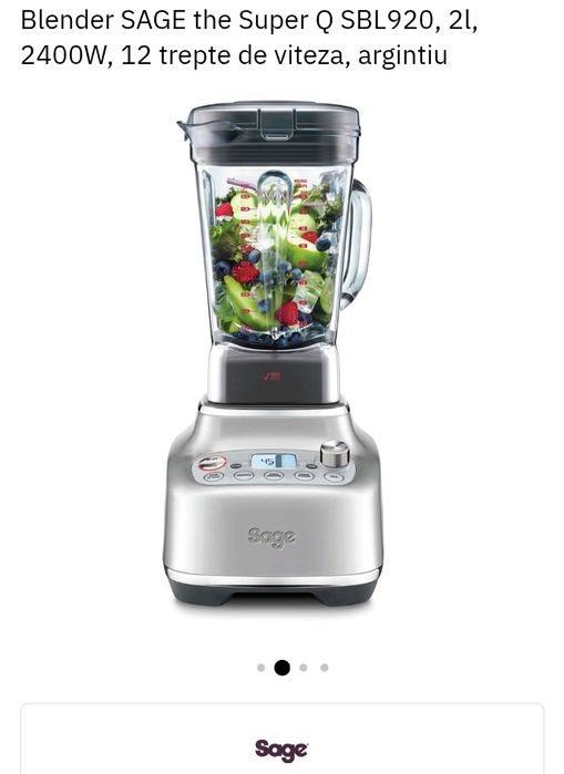 Blender SAGE the Super Q SBL920, 2l, 2400W, 12 trepte de viteza, argintiu