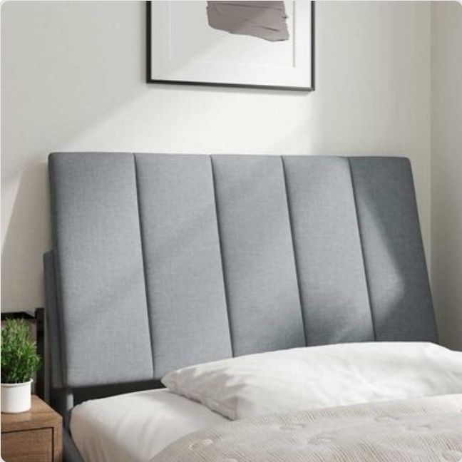 Pernă tăblie de pat, Hanko, gri deschis, 90 cm, material textil