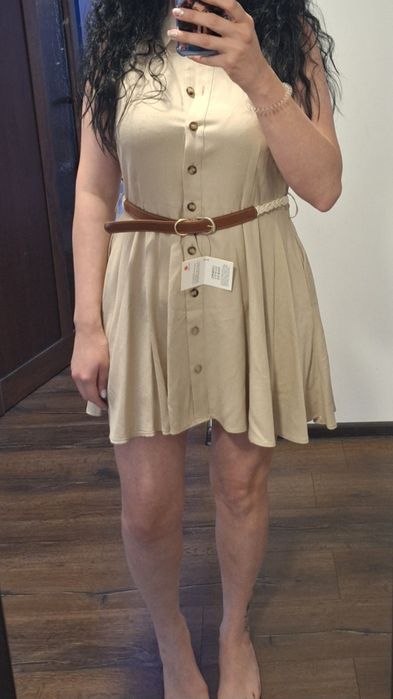 Къса рокля с колан zara