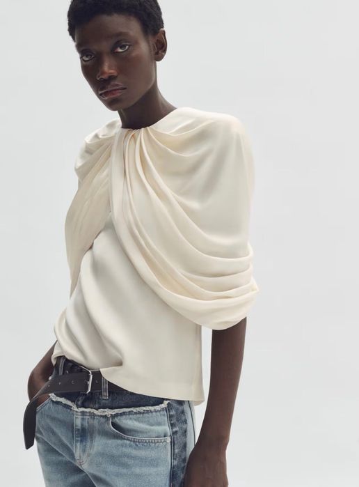 Сатенена блуза с драперия Stella McCartney H&M