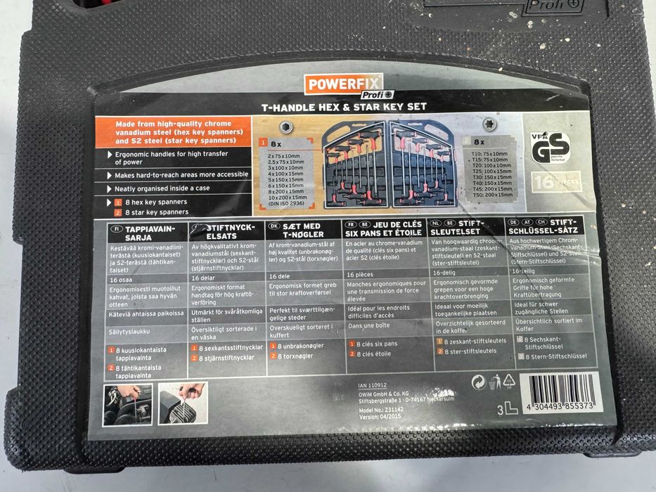 Комплект шестограми и TORX Г-образни 16 бр