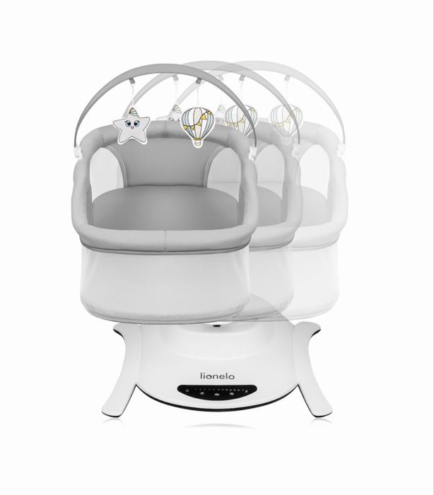 Balansoar electric Lionelo Bella 2 în 1 cu landou, rotire la 360°, telecomandă, 5 viteze, 12 melodii, ca nou, stare 10/10, predare personală Timișoara