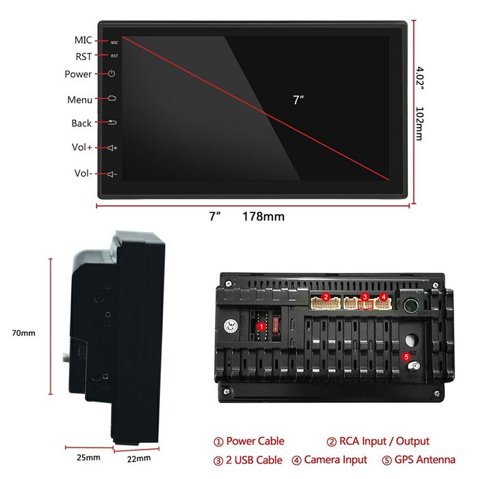 Player auto universal 2DIN ecran touch 7" cu navigatie