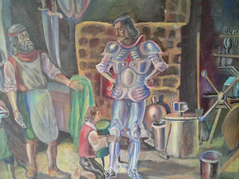 Продавам антикварна картина Средновековни крепостни мотиви 3