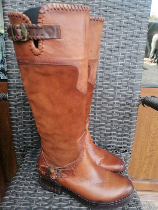 Дамски ботуши естествена кожа и велур