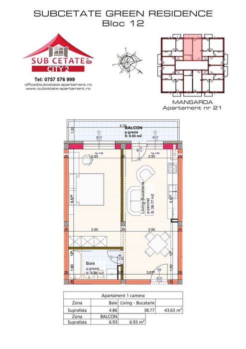 Studio 44 mp, 69 250€, parcare inclusă, Subcetate City 2, DEZVOLTATOR.