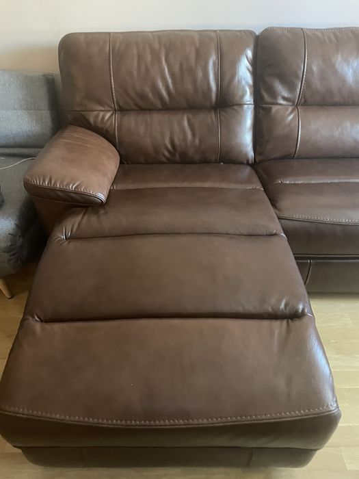 Ъглова гарнитура с ел. релакс  механизъм-естествена телешка кожа