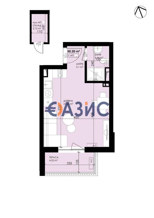 Продава се Едностаен апартамент в Созопол - 50 кв.м за 667 €/кв.м - Снимка #2