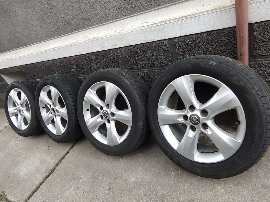 Vând Set Jante Opel 5x115 + Cauciucuri Vara DOT 2023 Bridgestone Import Germania