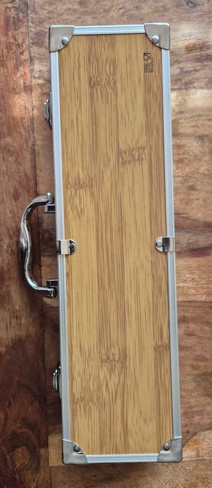 комплект за барбекю в метално куфарче, от 3 части, стомана и дърво