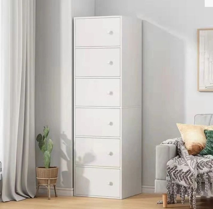 Dulap alb crem maro vertical de depozitare cu 5 sau 6 usite