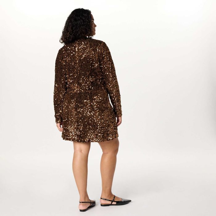 Rochie cu mânecă lungă și paiete The Drop pentru femei
