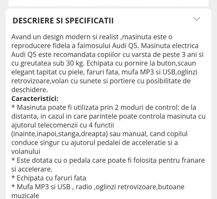 Vand masina electrica audi Q5