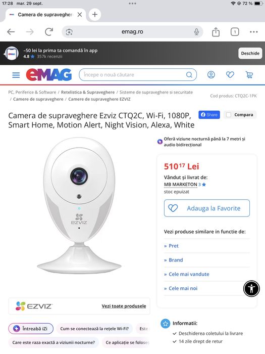 Camera de supraveghere Ezviz CTQ2C