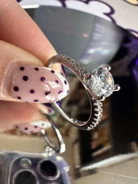 Пръстен от кубичен цирконий и неръждаема стомана