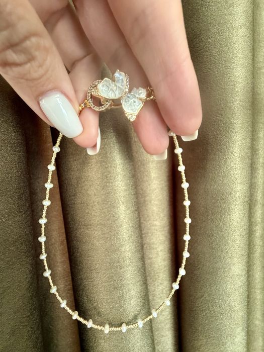 Colier fluture - Placat aur 18K, Perle de cultură și Miyuki