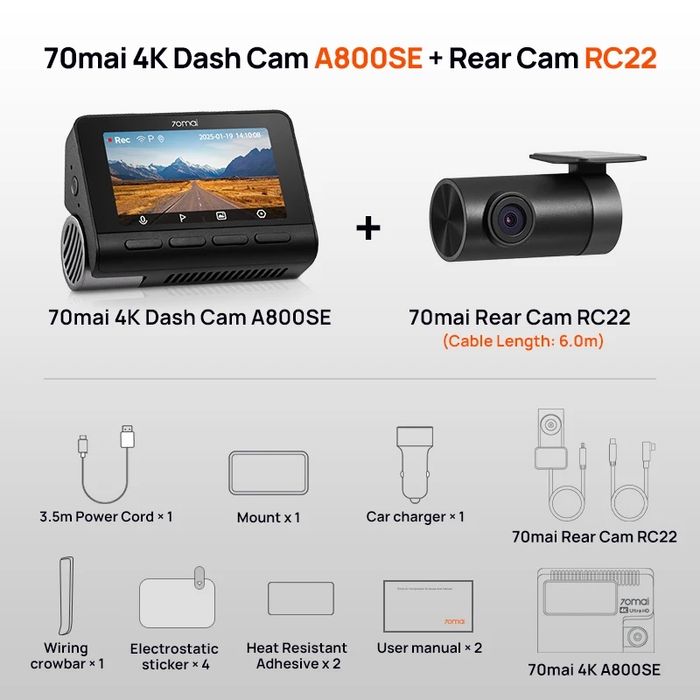 Camera Auto Duala, XIAOMI 70MAI A800SE Dashcam, 4K, GARANTIE, SIGILATA
