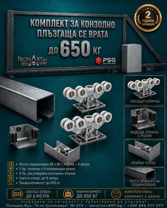 Конзолни Врати Системи Комплекти 200 кг 450 кг 600 кг 950 кг