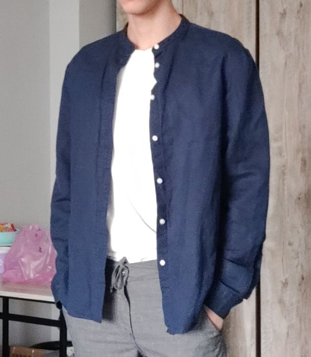 Рубашка зара синяя