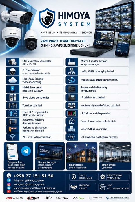 Kamera Domofon Shlagbaum DarvozaAvtomatika Liftuchun kameralar Parking