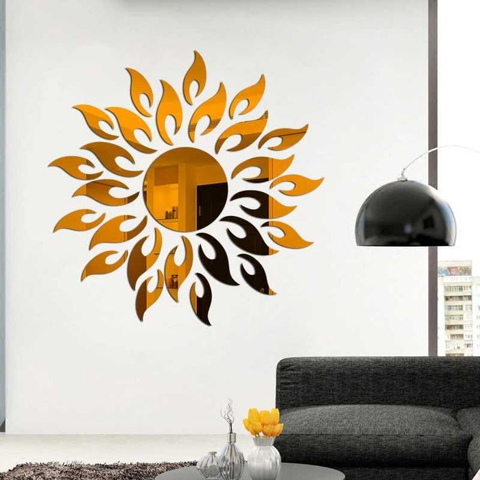 Set Oglinzi din PVC Design 3D GOLD SUN Oglinzi Decorative 27 buc/set