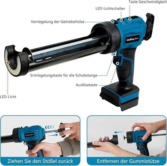 Presă de cartușe cu baterie compatibilă cu pistolul de silicon Makita de 18 V