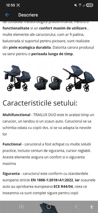 Vând carucior pentru gemeni 3 în 1